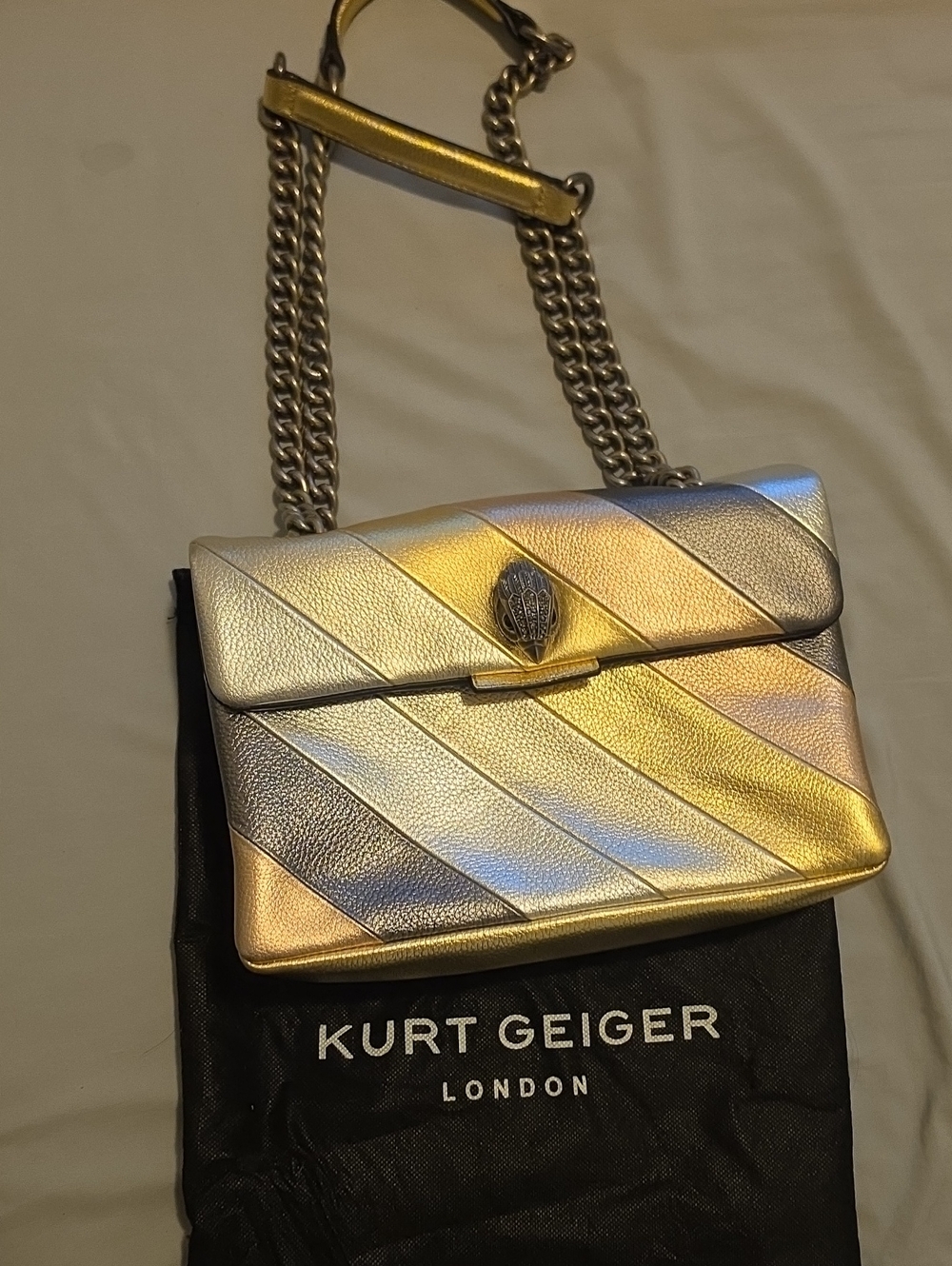 Kurt Geiger London
Kensington Metallic Striped Leather Crossbody Bag